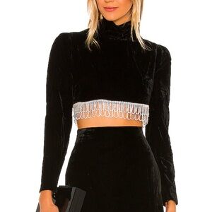 Camila Coelho Aliah Cropped Top, size S. Velvet fabric w/ crystal embellishment